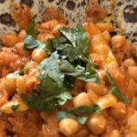 Rose Harissa Chickpeas with Flaked Cod